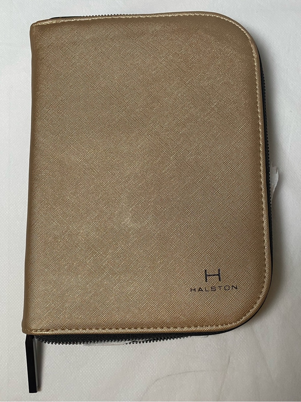 NWT Halston Metallic Gold Zip Around Travel Jewelry Organizer Case